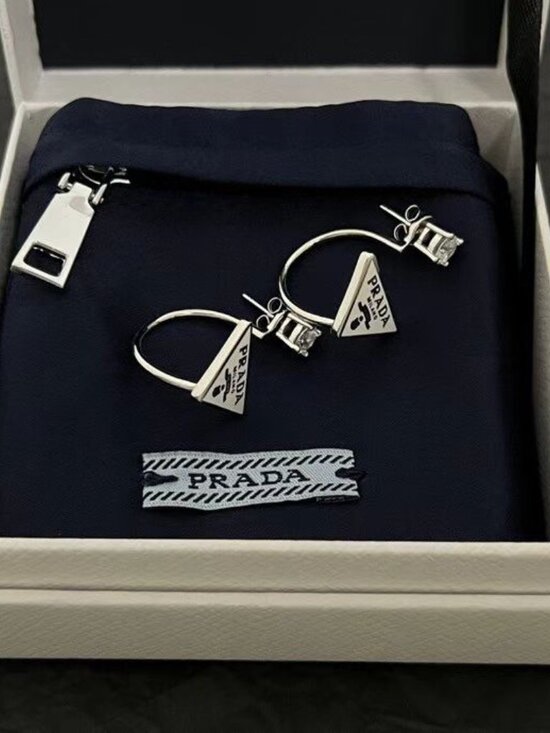 Prada Rose Triangle Stud Earrings | Harrods UK 💐Prada triangular stud earrings